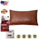 Soft & Stylish 20x28 Inch Lambskin Leather Pillow Covers - Camel Antique 2-Pack