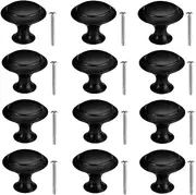 12 Pcs Black Cabinet Knobs, BetterJonny 20mm Round Kitchen Cupboard Handles for Your Home, Dresser and Cupboard,Living-Room, Kitchen, Bathroom, Office