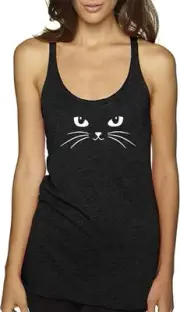 [#1185] Women's Tank-Top Cat Eyes Whiskers Face Cute