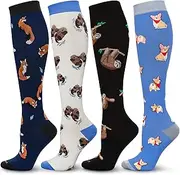 LEVSOX Compression Socks Women and Men, 20-30mmHg, Best for Nurses, Travel, Pregnancy, 4 Pairs Mix B