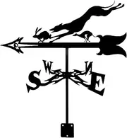 Wind vanes, Outdoor Garden Weathervane Weather Vane, Voyager Witch Wolf Hollow Carved Design Stainless Steel Wind Direction Indicators Corrosion Resistant and Long-Lasting