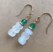 NEW SUNDANCE CHARM NATURAL MOONSTONE EARRINGS HANDCRAFTED GOLD PLATED ARTISAN