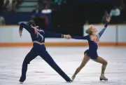 American figure skaters Peter Oppegard and Jill Watson competing a- Old Photo