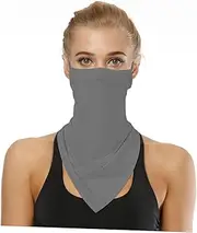 Vaguelly 1Pc Solid Color Sunscreen Mask for Men Women Comfortable Ear Hanging Triangle Towel for Walking Cycling Travel Beach Durable Grey Face Protection