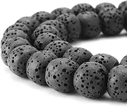 BEADNOVA 6-12mm Lava Rock Stone Gemstone semi Precious Stone Beads Round Loose Beads for Jewelry Making Findings Accessories