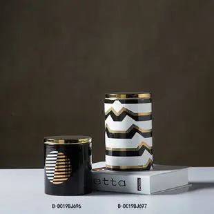 簡約現代儲物罐帶蓋擺件北歐輕奢客廳廚房櫥柜糖果罐陶瓷收納罐子