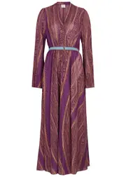 Forte_forte Striped Metallic-weave Fine-knit Maxi Dress - Purple - 1 (UK 8 / S) 1 (UK 8 / S)
