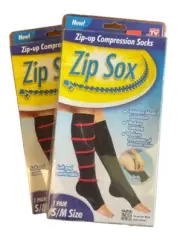 Zip Sox Zip Up Compression Socks S/M Black Open Toe Pair
