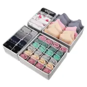 4 Pcs Underwear Drawer Organizers Divider, Socks Bra Organizer and Grey