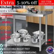 Commercial Work Bench 430 Stainless Steel Home Cafe Kitchen Table Storage Shelf
