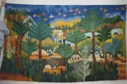 Egyptian Hand Woven Tapestry- 9 FT Wall Hanging-Folk Art Egypt-Wool Kilim Rug