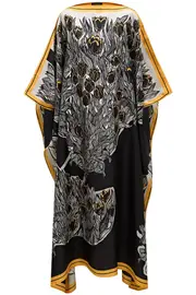 [IMAN NOOR] TULIPS CAFTAN IN BLACK ONE BLACK