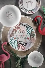 24 PCS Fabulous Flamingo Model ,Dishwasher Safe, Premium Porcelain, Dinnerware Set