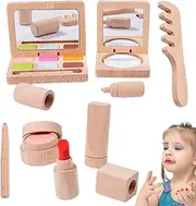 Pretend Makeup for | Wooden Beauty Salon Makeup Kit Playset - Nail Polish, Foundation Case, Lipsticks Portable Make Up Set for 3-8 Years Old