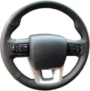 QASULER Car Steering Wheel Cover, for Toyota, for Tuner 2016-2019, for Hilux, for 2015-2019 Black Artificial Leather Car Accessories Car Steering Wheel Cover