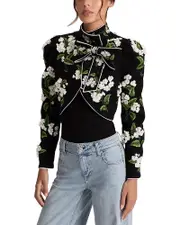 Alice and Olivia Addison Embroidered Cropped Jacket