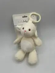 KELLYBABY Kellytoy White Cream LAMB 10" Clip Stroller Pram Plush Rattle Toy