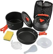 ＫＬＫＣＭＳ Camping Cookware Mess Kit Camping Cooking Set Portable Pot Frying Pan Kettle for Backpacking Outdoor Cooking Hiking Barbecue