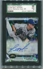 2012 topps finest MATT MOORE ATOMIC REFRACTOR AUTO 3/5 SGC 10