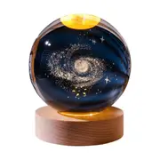 Crystal Ball Table Lamp with Wooden Base - USB Rechargeable