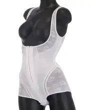 Black Small Floral Lace Detail Bodysuit Shapewear with Open Bust