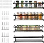 Wall Spice Rack Organizer- 4 Tier Hanging Stainless Steel Spice Racks Wall Mount