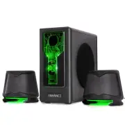 2.1 High Excursion Computer Speakers with Subwoofer - Green LED Gaming Speakers