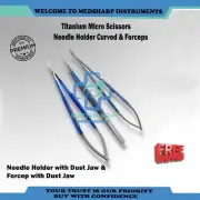 New 3pcs Kamiyama Titanium Micro Scissors, Needle Holder & Forceps 21CM