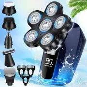 6-IN-1 Electric Head Shaver for Bald Men Wet Dry Beard Hair Skull Trimmer
