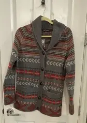 WOOLRICH Cardigan Grey Button Down Lambswool Sweater Women’s Size M NEW