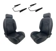 Classic Style High Back Bucket Seats Black PU Leather for Holden HK HT HG Monaro