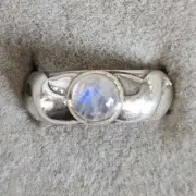 Offerings Sajen 925Sterling Silver Rainbow Moonstone Ring Size 8