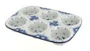 Blue Rose Polish Pottery Georgia Blue Muffin Pan