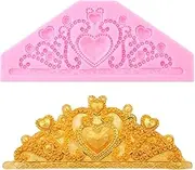 YIHUOMOLDS Crown Cake Fondant Mold Crown Cake Topper Mold Filigree Tiara Princess Crown Silicone Molds For Sugar Cake Decorating Cupcake Topper Gum Paste Polymer Clay