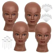 4 Pcs Bald Mannequin Head Brown Female Doll Wigs Head for Professional