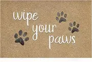 JJUUYOU Large Welcome Mat for Front Door Funny Doormat Wipe Your Paws Doormat Rubber Non Slip Backing Indoor Outdoor Rug Absorb Moisture Resist Dirt Mat for Entryway Front Door Porch,Black