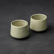TANG PIN Matcha Cup Set, Ceramic Tea Cups, Japanese Kung Fu Teacup, Perfect for Cappuccino, Sake, 6.8 OZ (Set of 2) - Unique Glaze Color