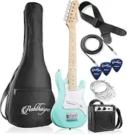 Ashthorpe 30-inch Beginner Electric Guitar Kit with Amplifier (Teal), Basic Starter Package w/Gig Bag, Strings, Strap, Picks