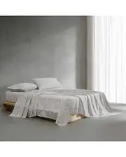 Calvin Klein 300 Thread Count White Flowers Cotton Sateen Sheet Set