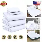 Luxury 100% Cotton Split King Sheet Set - Lightweight Percale, Brilliant White
