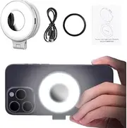 Coyktonty Magnetic Fill-in Light Portable LED Light for iPhone 16 15 14 13 12 Series/Android/Smartphone with 3 Adjustable Color Temperature,300 mAh Rechargeable with USB Charging (White)