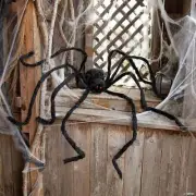 98 1/2" Large Poseable Hairy Black Spider Halloween Decoration