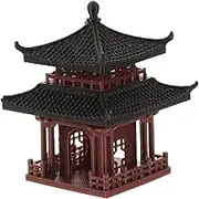 Vaguelly Mini Bonsai Pavilion Chinese Fish Statues Japanese Aquarium Ornament Gazebo Model for Fish Tank Aquarium Decor Traditional Chinese Architecture
