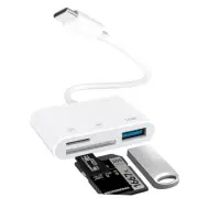 SD Card Reader USB-C for iPhone 15 iPad Mac – 3-in-1 TF Card Type-C SD Reader,