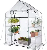 [KOKSRY] Mini Greenhouse,Greenhouses for Outdoors,Portable Walk in Green House for Garden Plants That Need Frost Protection and Away from Pests, Animals(56"x30"x76")-White