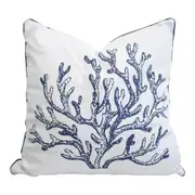 Coral Fringe 45cm Cushion Throw Pillow Square Home/Room Sofa Decor White/Blue