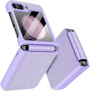 ELEPIK for Samsung Flip 6 Case with Hinge Protection, Back Screen Protector, [Durable Leather] Slim Fit Stylish Non-Slip Protective Cover for Samsung Galaxy Z Flip 6 5G, Purple