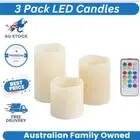 LED Candle Lights 3 Pack, Real Wax Electric Flickering Fake Candles with Timer