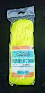 Neon Yellow 550 Paracord Parachute Cord 100' Surviva Bracelet Crafts