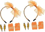 [OATIPHO] 2pcs Lace Headband Halloween Earrings Fingerless Gloves Fishnets Headwear for Women Decor 80s Prom Headpiece Fancy Hair Ties Bowknot Earrings Masquerade Gloves Man Scarf Cosplay